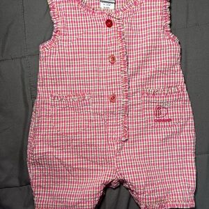 Vintage Baby B’Gosh OshKosh Romper Infant Girl 0–3M‎ Pink Gingham Strawberry